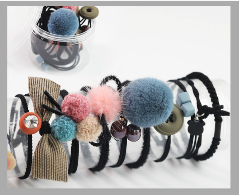 10 PCS/SET Decor hairs rings fashon hair ropes rubber band human hair accessories hair clips hair