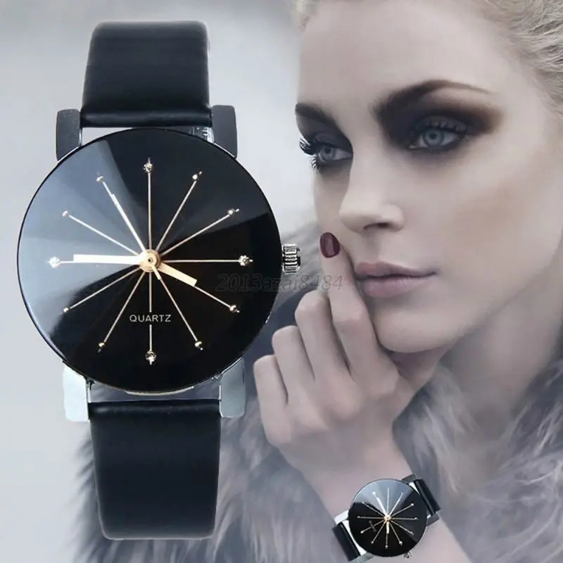 2PCS/SET Couple watches men and women fashion meridian ray PU leather quartz wrist watche watch