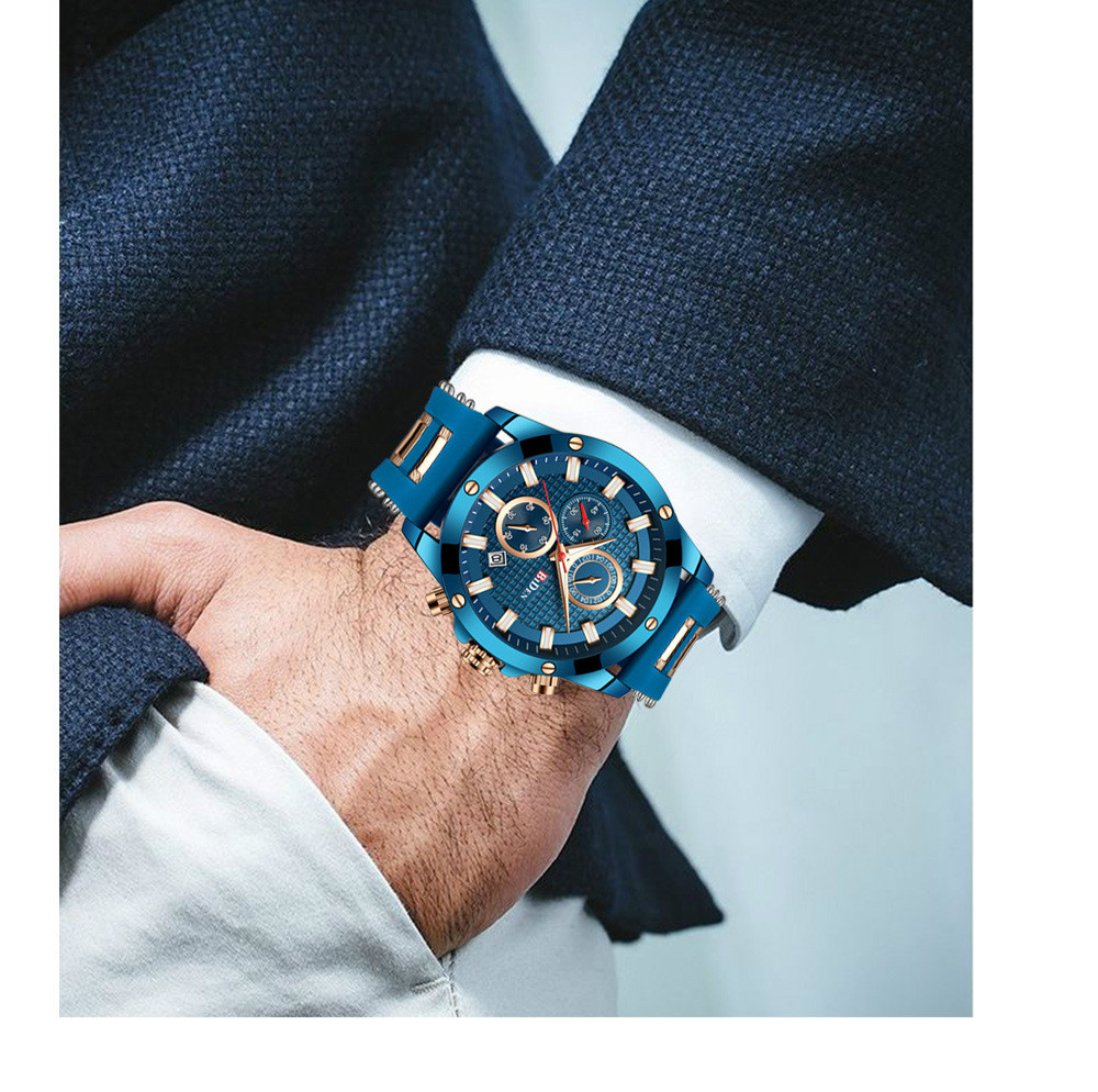 BIDEN high-end watches men silicone belt waterproof business luxury japanese quartz movement watch