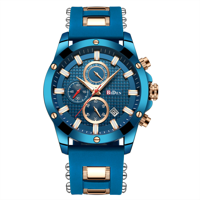 BIDEN high-end watches men silicone belt waterproof business luxury japanese quartz movement watch