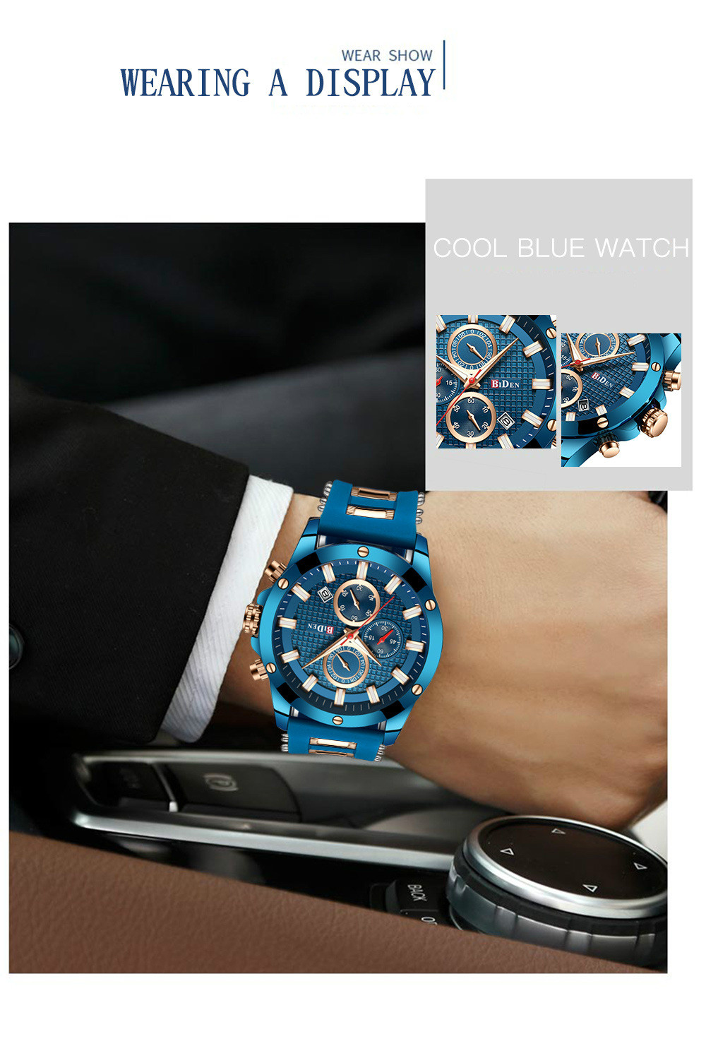 BIDEN high-end watches men silicone belt waterproof business luxury japanese quartz movement watch