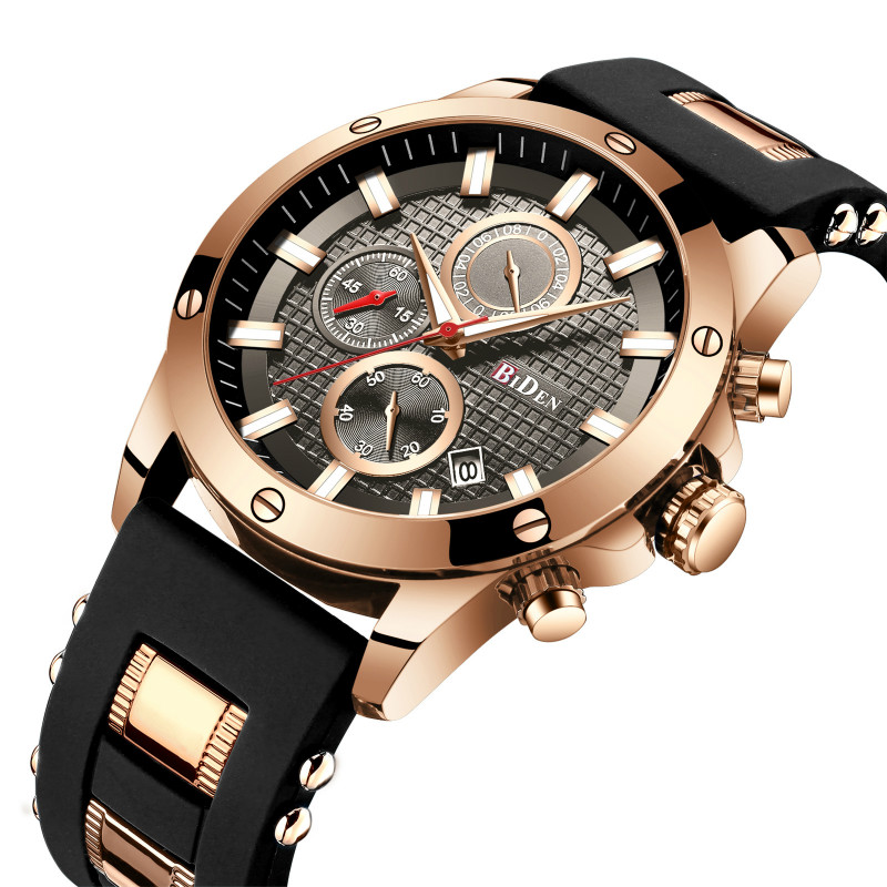 BIDEN high-end watches men silicone belt waterproof business luxury japanese quartz movement watch