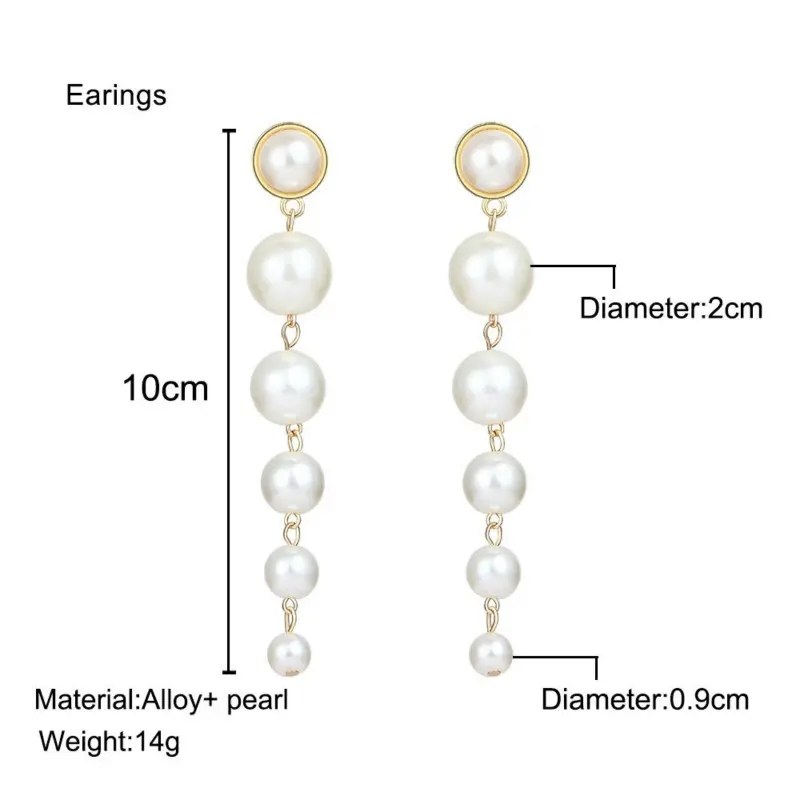 Fashion Lady earringss in jewelry for women Elegant Pearl Long Tassel Dangle wedding jewellery gifts