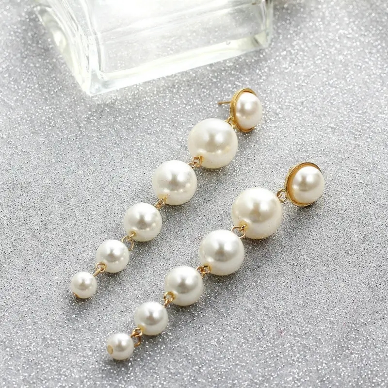 Fashion Lady earringss in jewelry for women Elegant Pearl Long Tassel Dangle wedding jewellery gifts
