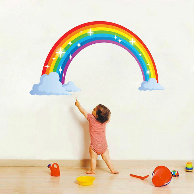 Rainbow mural room decoration sticker kindergarten creative children&apos;s room crow wall sticker