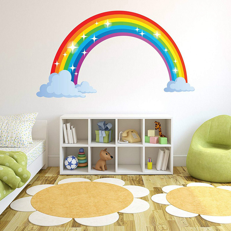 Rainbow mural room decoration sticker kindergarten creative children&apos;s room crow wall sticker