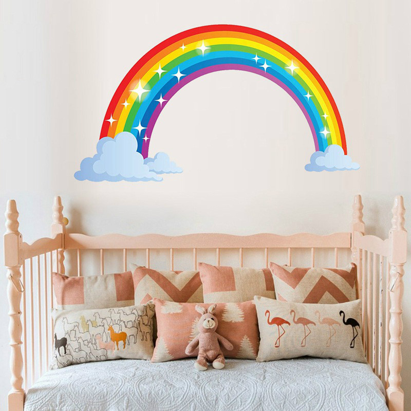 Rainbow mural room decoration sticker kindergarten creative children&apos;s room crow wall sticker
