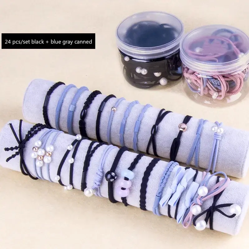 24 Pcs/Set Rubber band Hair Rings Ropes Set hairBand Headwear Ribbon set girl makecup Accessories