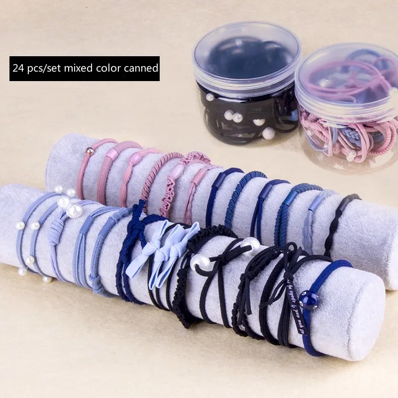 24 Pcs/Set Rubber band Hair Rings Ropes Set hairBand Headwear Ribbon set girl makecup Accessories