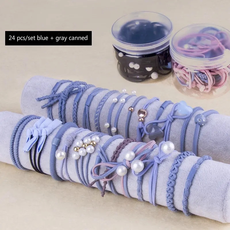 24 Pcs/Set Rubber band Hair Rings Ropes Set hairBand Headwear Ribbon set girl makecup Accessories