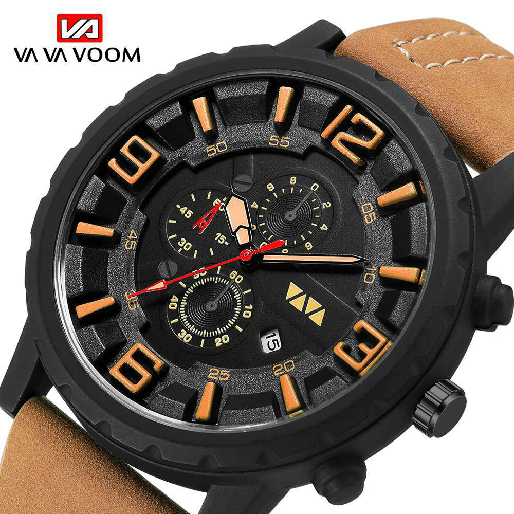 Fashion Casual Watches Men Outdoor Sports Watche Pu Leather Business Wristwatch Belt Watchs Watch