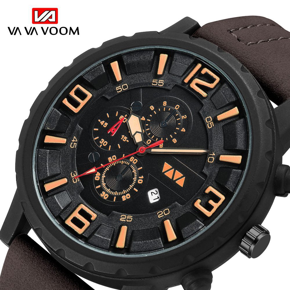 Fashion Casual Watches Men Outdoor Sports Watche Pu Leather Business Wristwatch Belt Watchs Watch