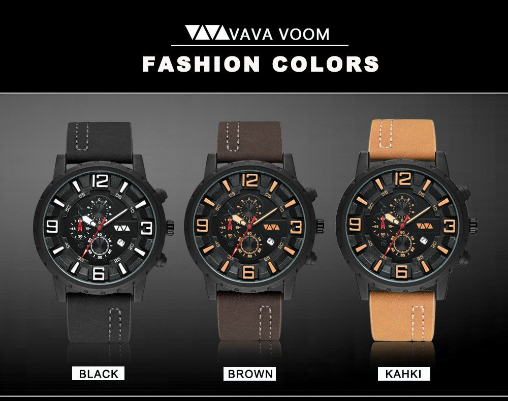 Fashion Casual Watches Men Outdoor Sports Watche Pu Leather Business Wristwatch Belt Watchs Watch