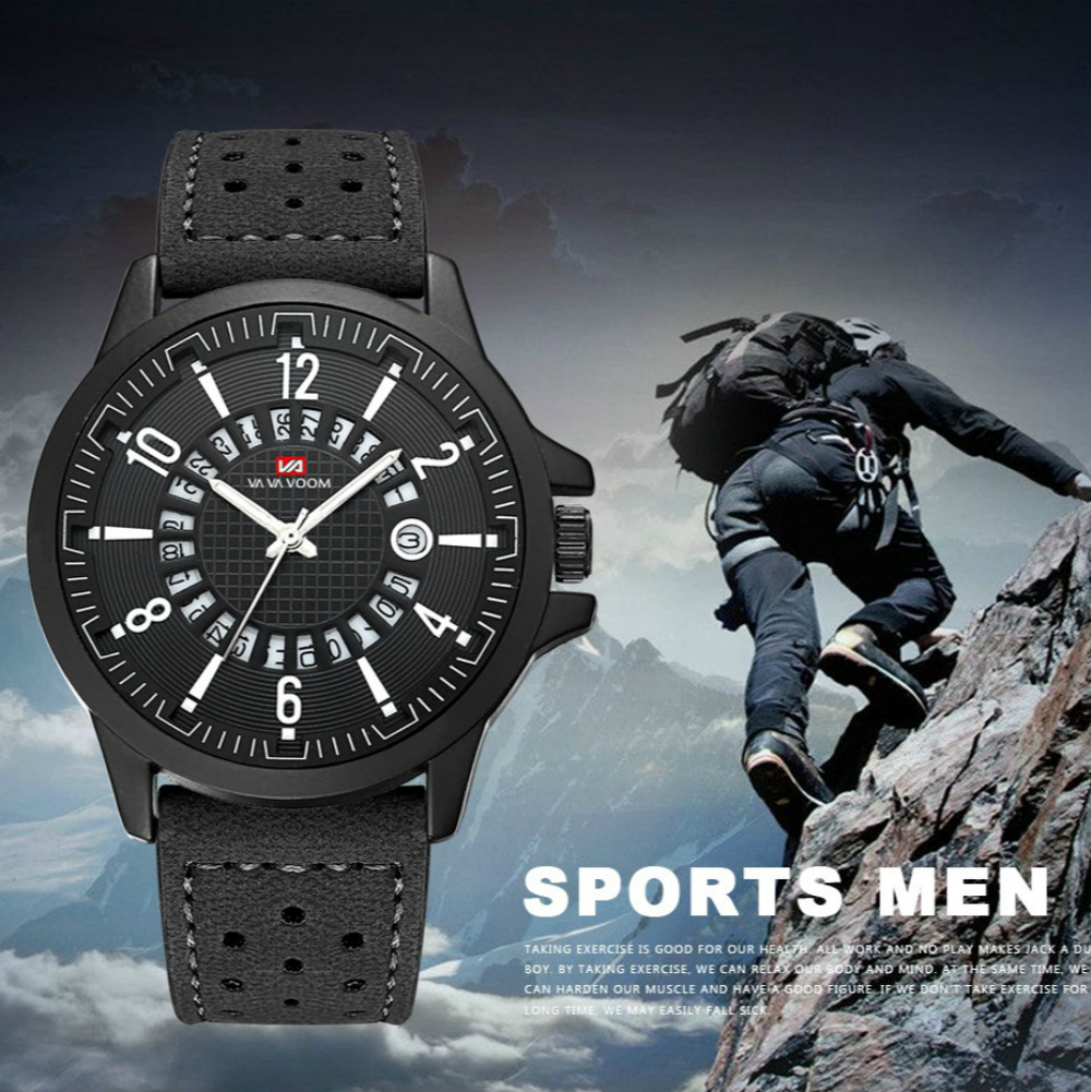 VA VA VOOM Brand Fashion  Watches For Men Casual Outdoor Sports Watche Pu Leather Business Watchs Belt Wristwatch Watch