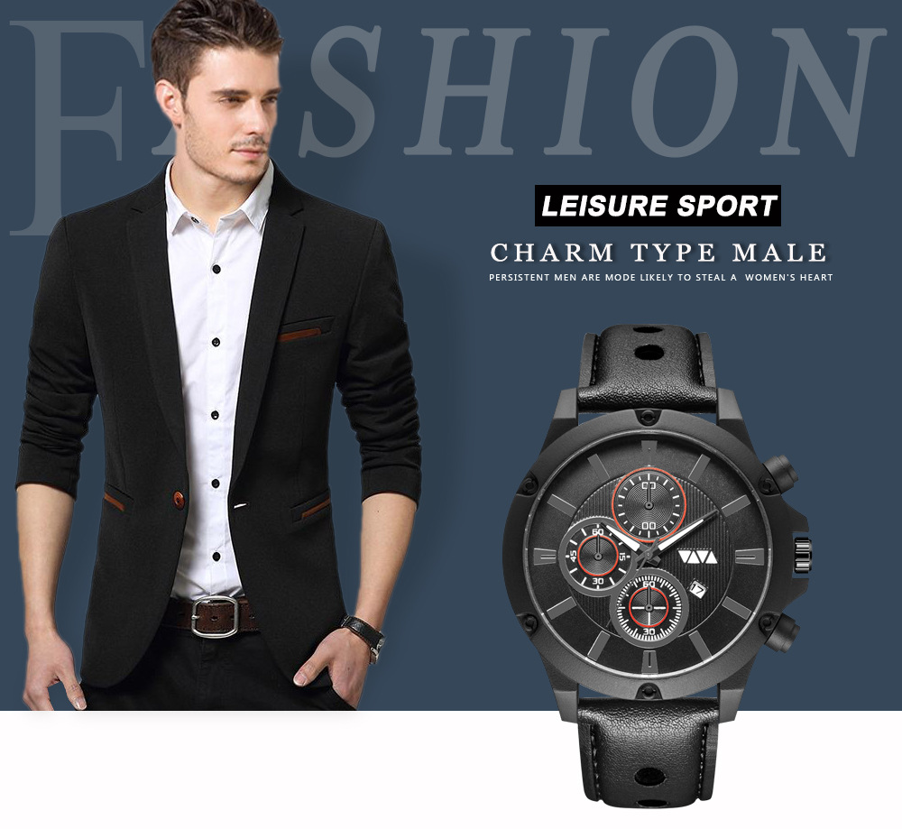 Quartz Watches Men Fashion Casual Watche Pu Leather Business Watchs Belt Wristwatch Watche Watch