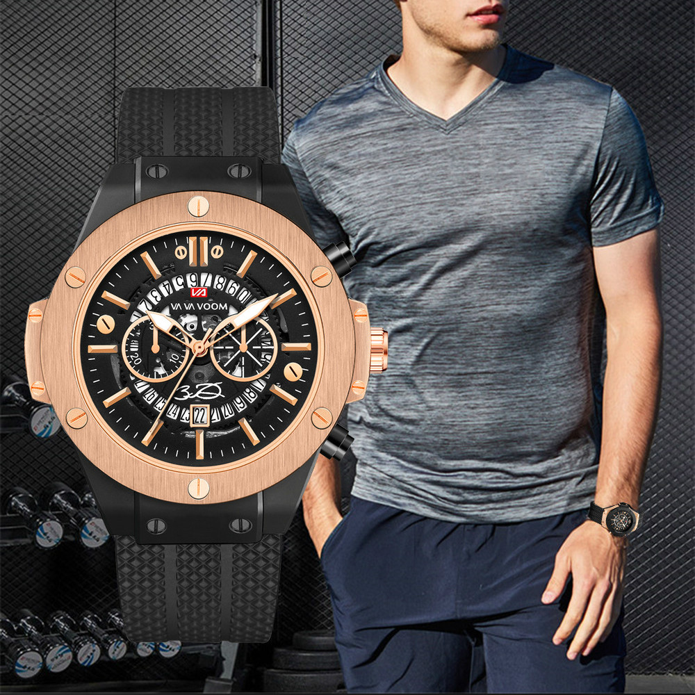 Quartz Watches Men Fashion Casual Watche Pu Leather Skeleton Watchs Belt Wristwatch Watche Watch
