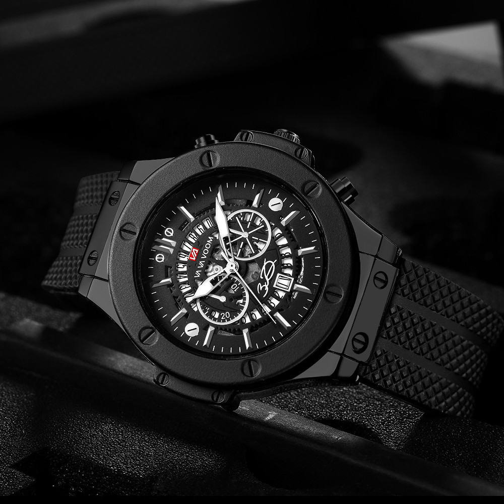 Quartz Watches Men Fashion Casual Watche Pu Leather Skeleton Watchs Belt Wristwatch Watche Watch