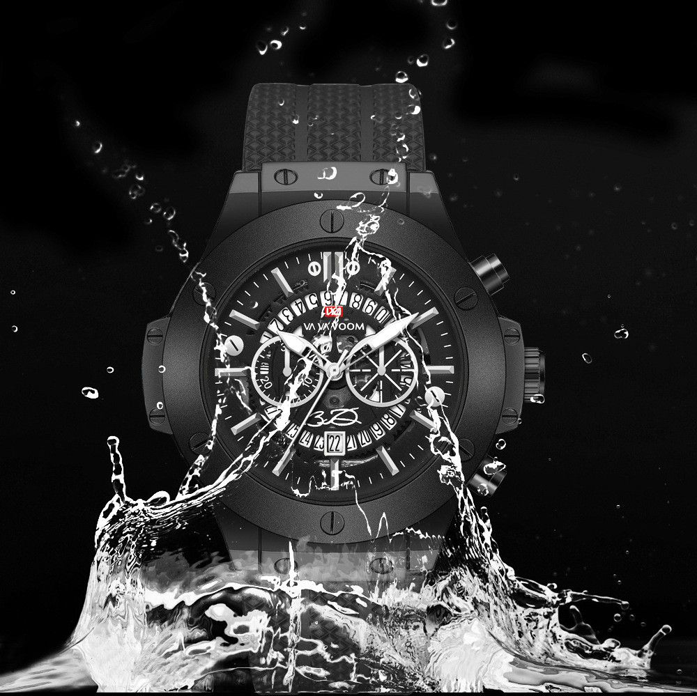 Quartz Watches Men Fashion Casual Watche Pu Leather Skeleton Watchs Belt Wristwatch Watche Watch
