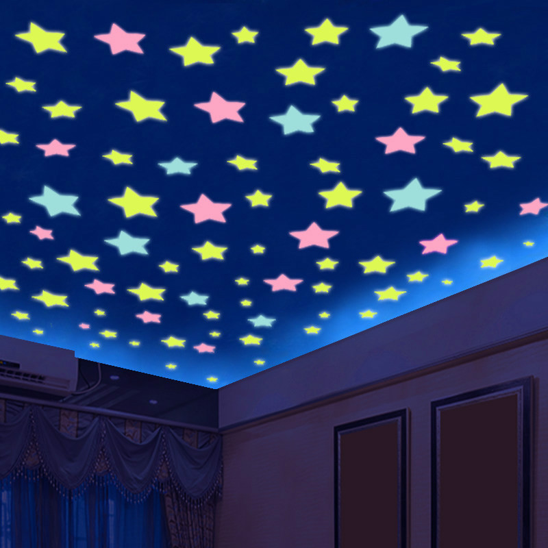 100PCS Luminous series size star wall stickers bedroom living room home independent DIY wall sticker