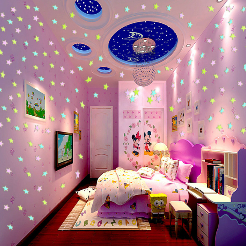 100PCS Luminous series size star wall stickers bedroom living room home independent DIY wall sticker