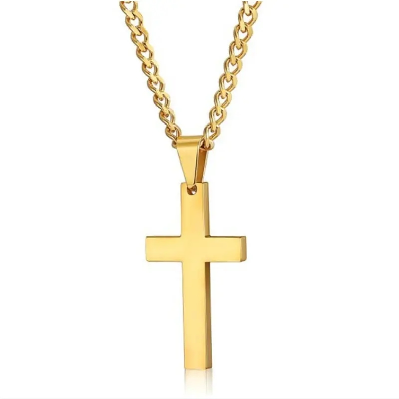 Titanium steel simple cross necklaces pendants for men stainless steel jewelry Christian jewellery