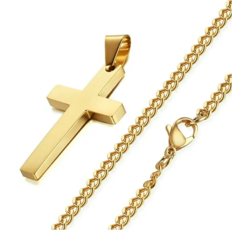 Titanium steel simple cross necklaces pendants for men stainless steel jewelry Christian jewellery