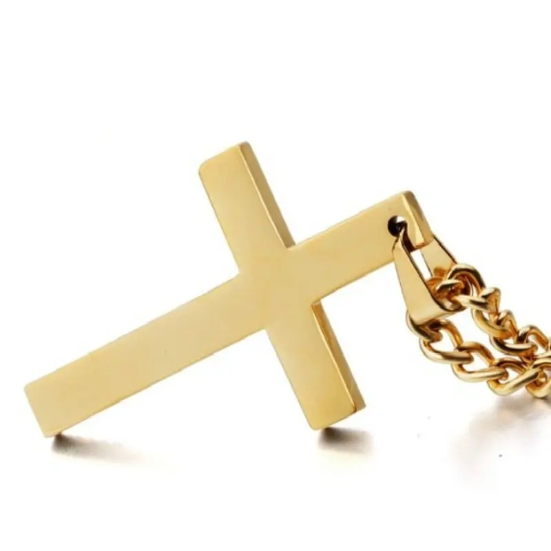 Titanium steel simple cross necklaces pendants for men stainless steel jewelry Christian jewellery