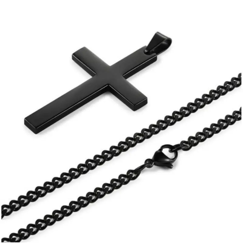 Titanium steel simple cross necklaces pendants for men stainless steel jewelry Christian jewellery
