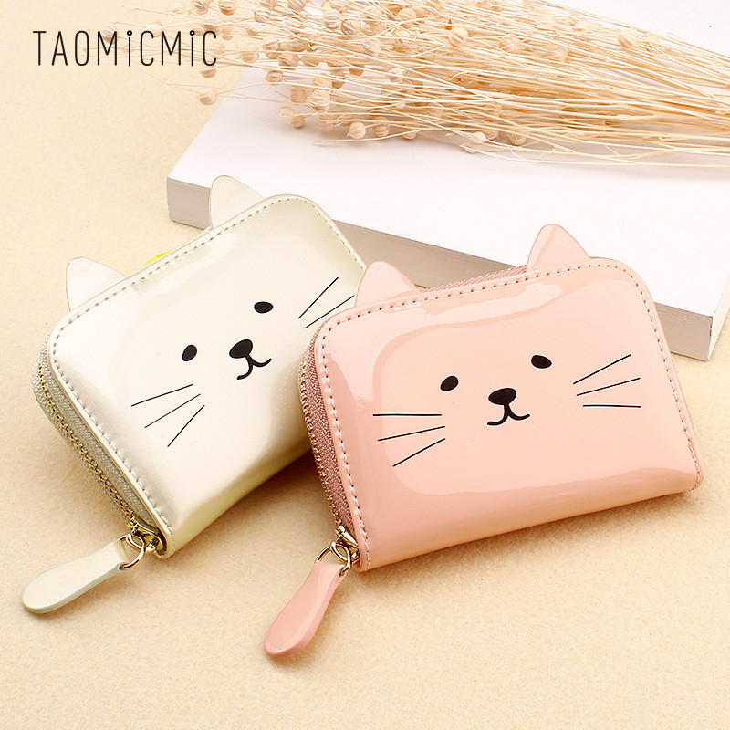 Wallets For Women Fun Cat Head Organ Card Holder Exquisite Zip Multi-card Coin Purse Bags Wallets