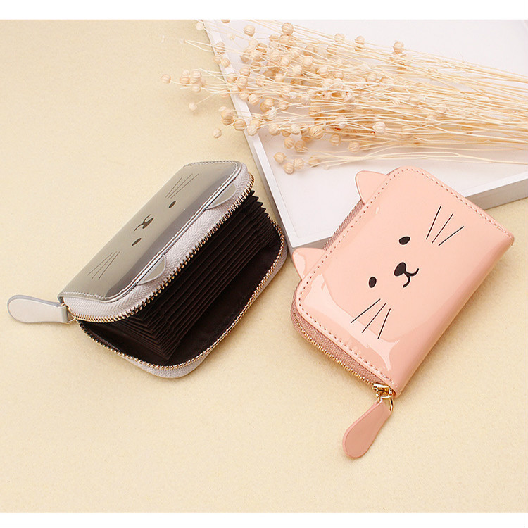 Wallets For Women Fun Cat Head Organ Card Holder Exquisite Zip Multi-card Coin Purse Bags Wallets