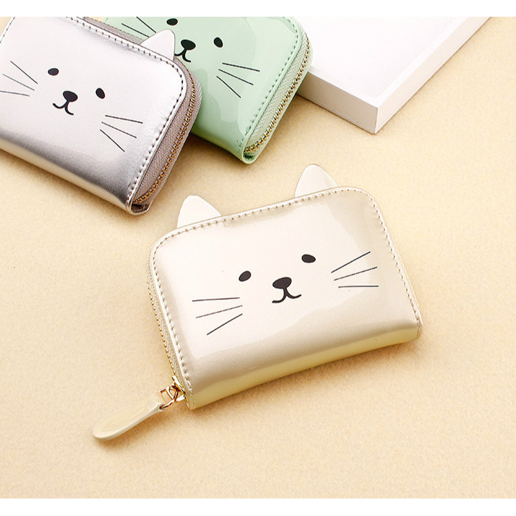 Wallets For Women Fun Cat Head Organ Card Holder Exquisite Zip Multi-card Coin Purse Bags Wallets