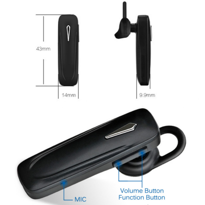 Bluetooth Earphone Car Driving Wireless Earpiece Handsfree Stereo Bass With Mic For Phones