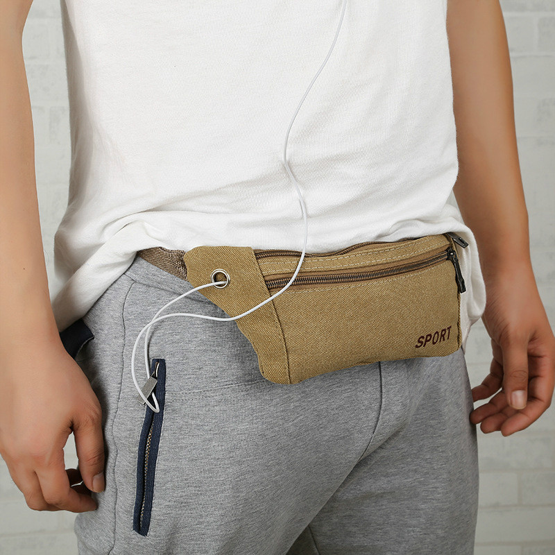 Fashion casual canvas belt bag outdoor cycling mountaineering multifunctional men's belt bag