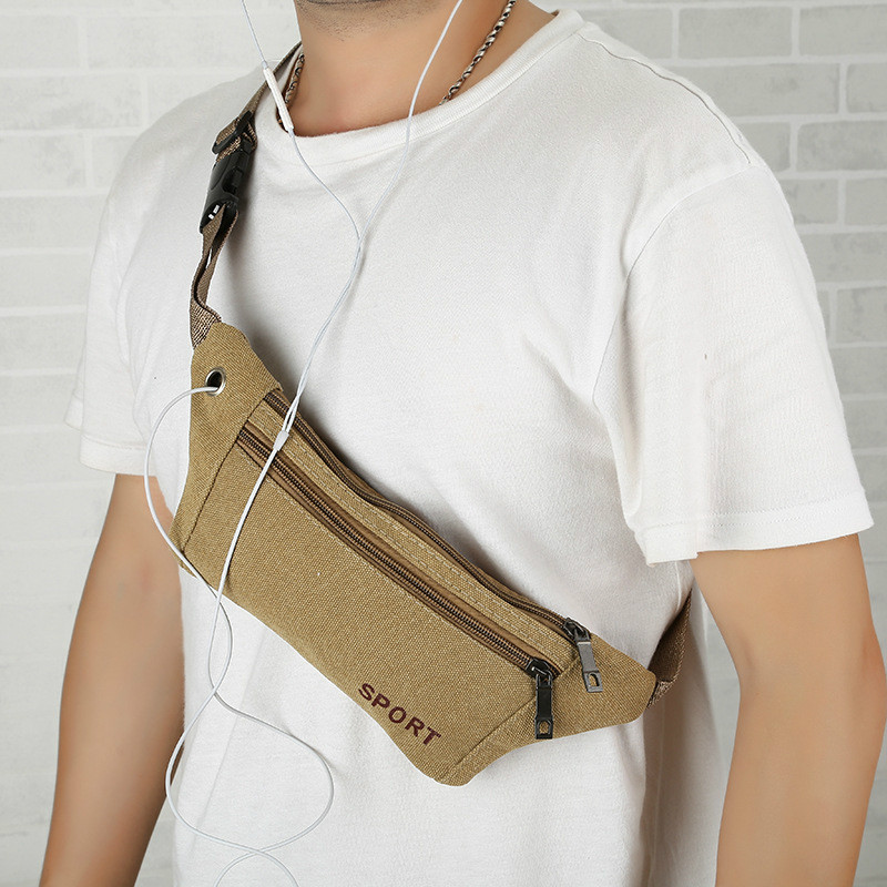 Fashion casual canvas belt bag outdoor cycling mountaineering multifunctional men's belt bag