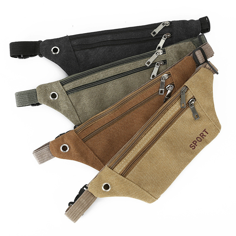 Fashion casual canvas belt bag outdoor cycling mountaineering multifunctional men's belt bag