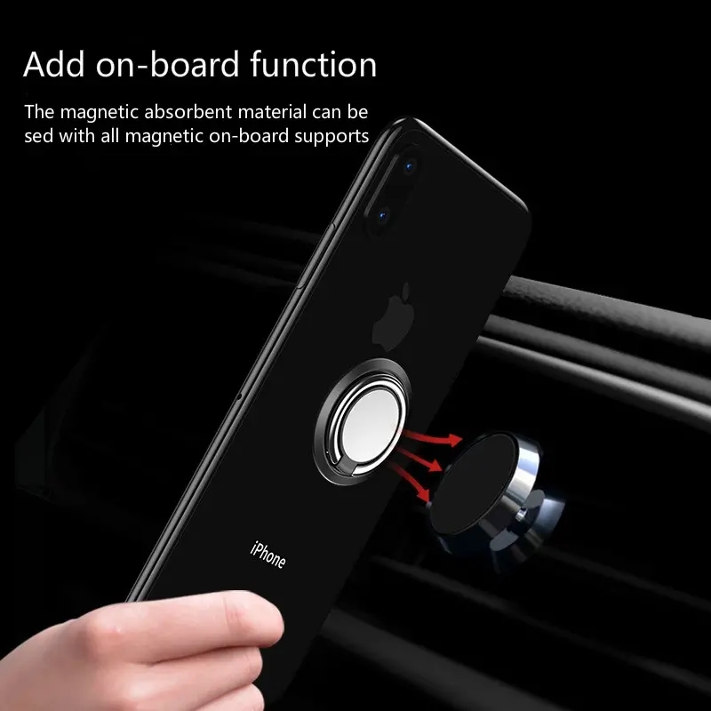 Mobile phones holder bracket buckle ring 360° rotating magnetic plate car creatives for smartphone