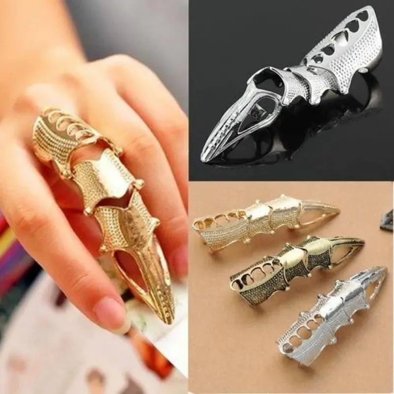 European and American retro long joint rings pointed long joint ring metal rings jewelry