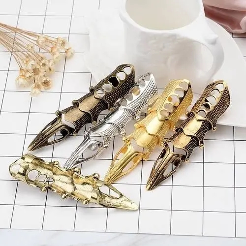 European and American retro long joint rings pointed long joint ring metal rings jewelry