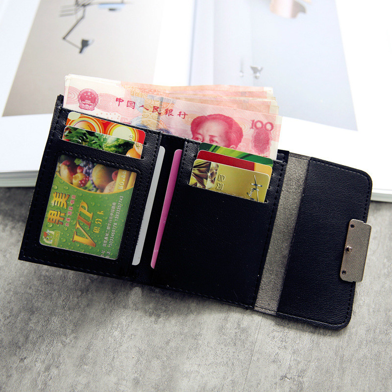 New women's wallet simple square wallet fashion student PU leather tri-fold short wallets purse
