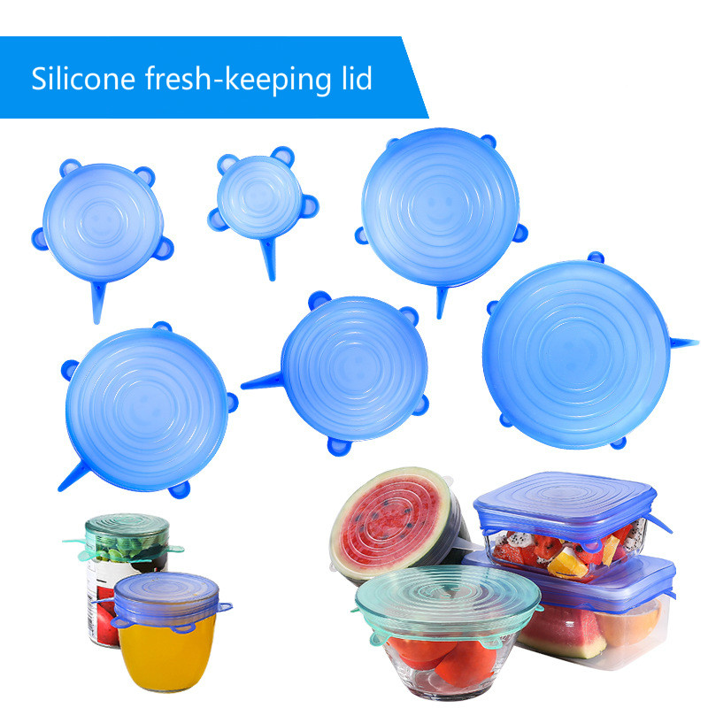 6PCS/set Food grade silicone fresh-keeping lid High temperature resistant reusable fresh-keeping lid