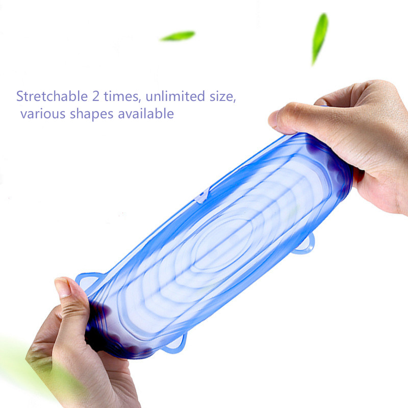 6PCS/set Food grade silicone fresh-keeping lid High temperature resistant reusable fresh-keeping lid