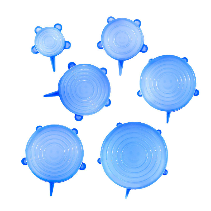 6PCS/set Food grade silicone fresh-keeping lid High temperature resistant reusable fresh-keeping lid