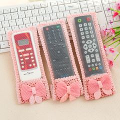 3Pcs/set Tv Remote Control Protective Sleeve Dust Cover Tv Remote Control Cover With Bowknot Fabric Pink 3pcs