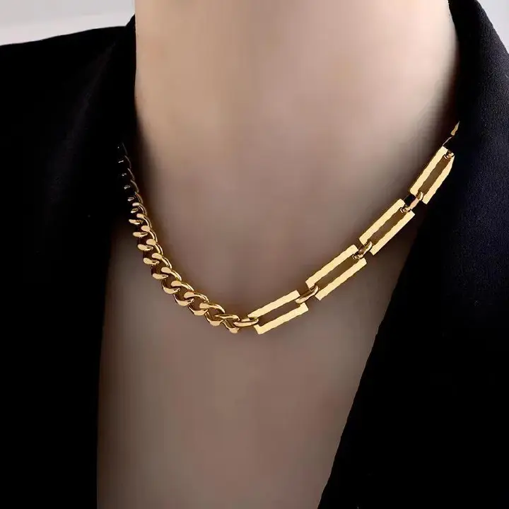Personalized Splice Chain Necklace  For Men's and Women's Titanium Steel Necklace Simple Versatile Hip Hop Collar Chain Sweater Chain
