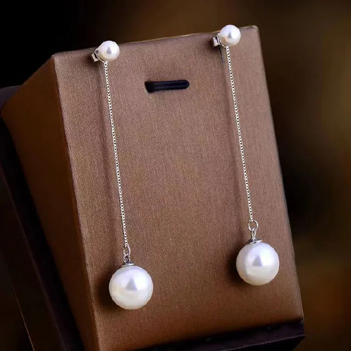 Earrings studs 925 silver for women female long tassel pearl earrings star with the same paragraph fashion jewlery gift