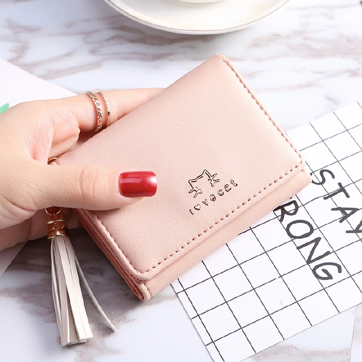 Leather Mini Wallets For Women Trend Clip Coin Purse Women Short Tri Fold PU Wallet Ladies Wallets