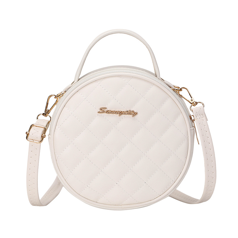 New Lingge Embroidery Women's One Shoulder Bag Small Round Bag Mini Crossbody Bag Handbags