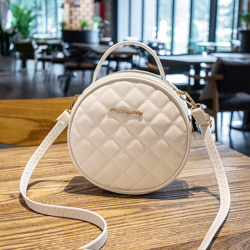 New Lingge Embroidery Women's One Shoulder Bag Small Round Bag Mini Crossbody Bag Handbags