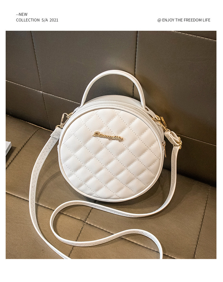 New Lingge Embroidery Women's One Shoulder Bag Small Round Bag Mini Crossbody Bag Handbags