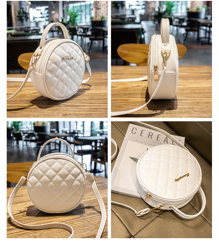 New Lingge Embroidery Women's One Shoulder Bag Small Round Bag Mini Crossbody Bag Handbags